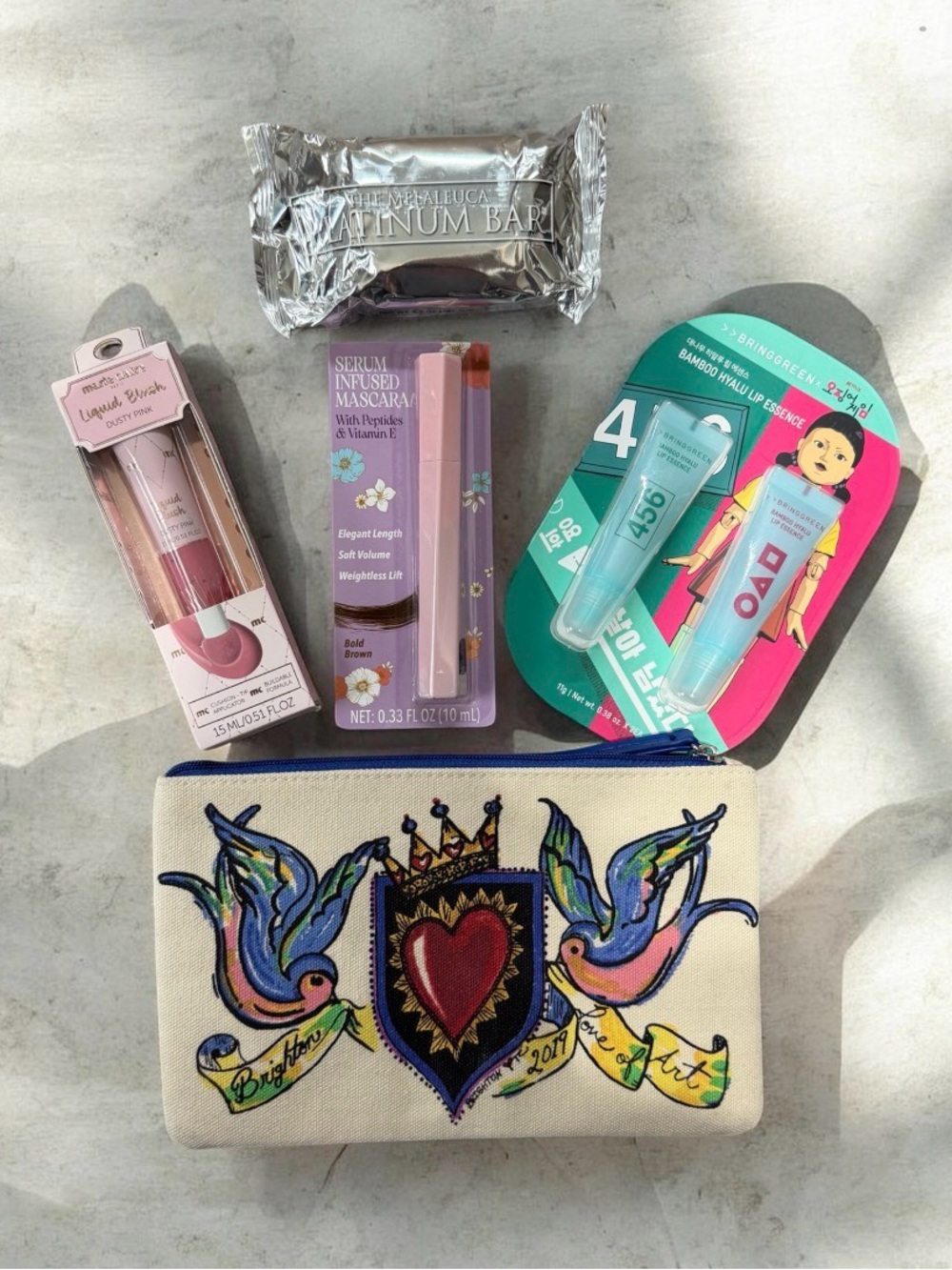Brighton 2019 Love of Art Pouch (EUC) & Brand New K-Beauty Cosmetic 5 Pc Bundle